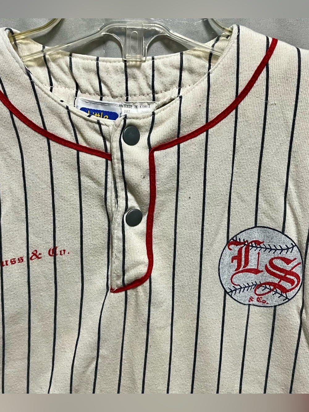 Vintage Little Levi’s Baseball Jersey Shirt Size 6 Pinstripe Long Sleeve 90s - Picture 2 of 6